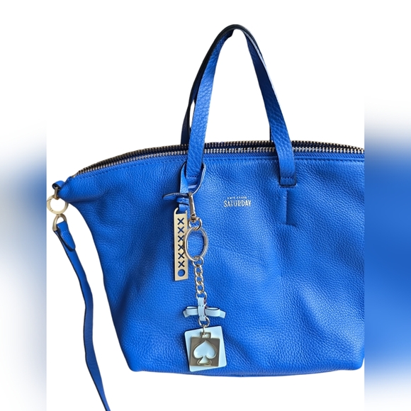 NWOT Kate Spade Grace Blue & Silver Cut Out Spade Live Colorfully Keychain Fob - Picture 7 of 7